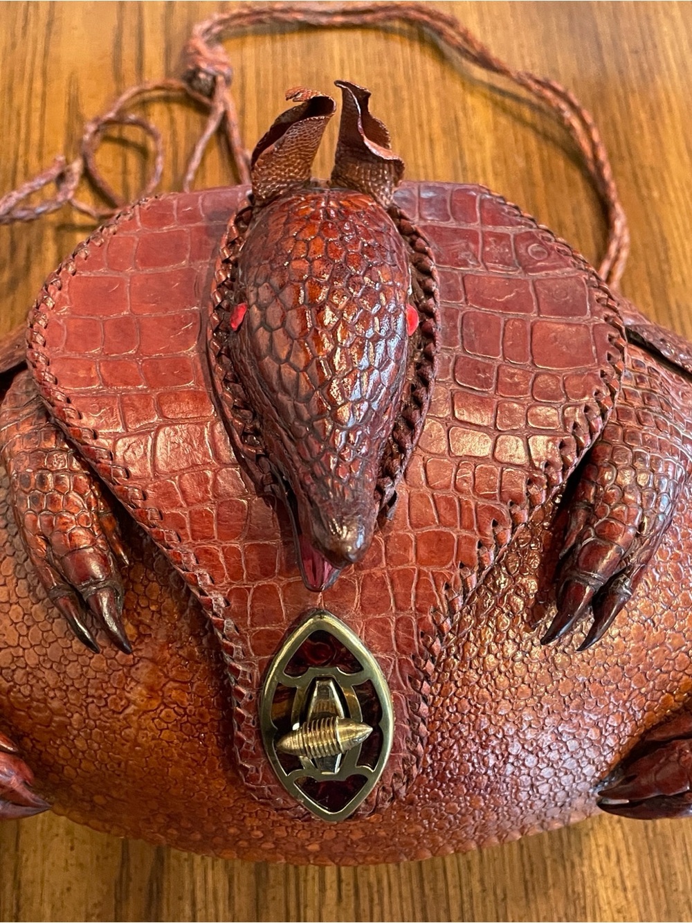 Vintage 1940s taxidermy armadillo purse